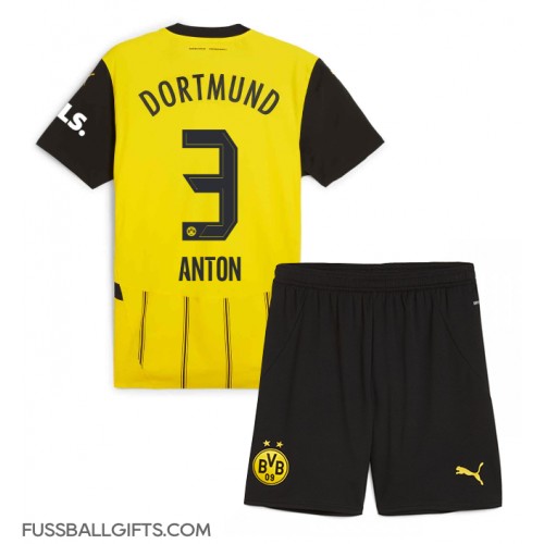 Borussia Dortmund Waldemar Anton #3 Fußballbekleidung Heimtrikot Kinder 2024-25 Kurzarm (+ kurze hosen)